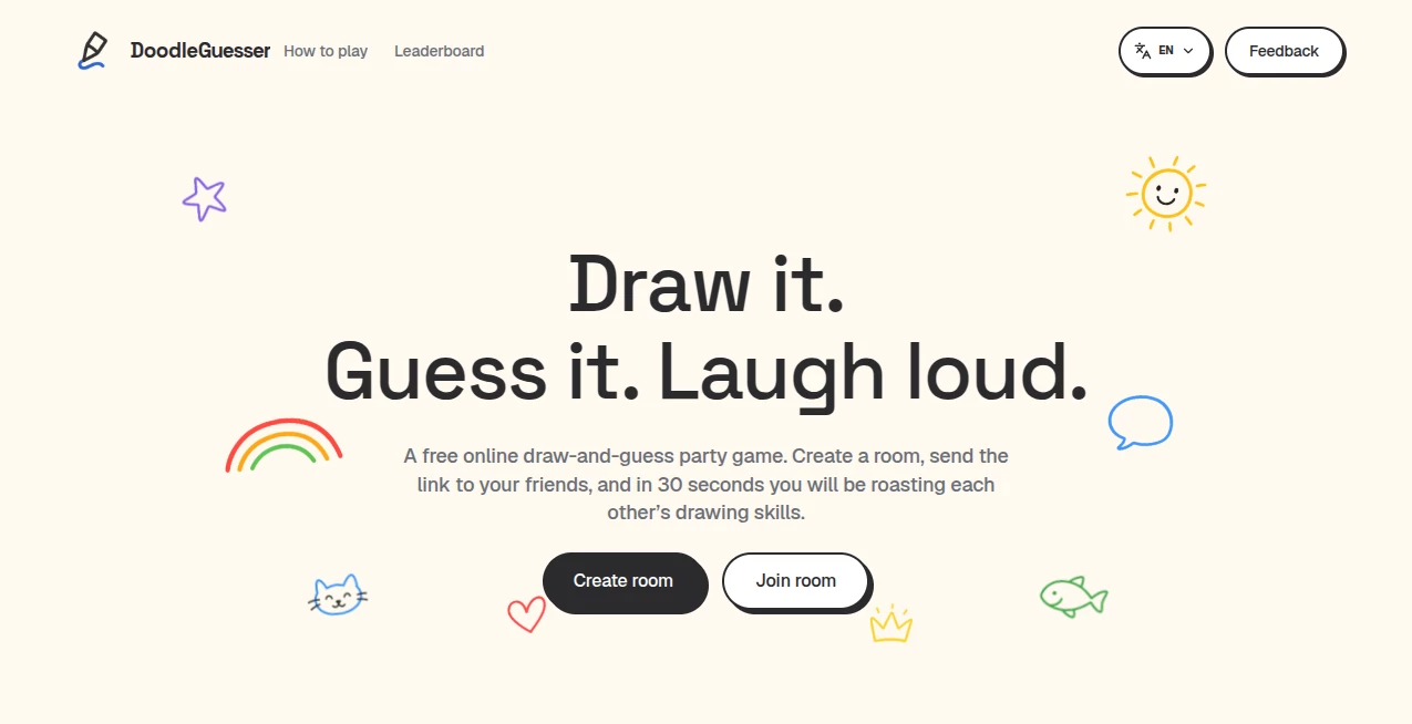 Screenshot of DoodleGuesser – An AI tool in the ,AI Fun Tools ,AI Game  category, showcasing its interface and key features.