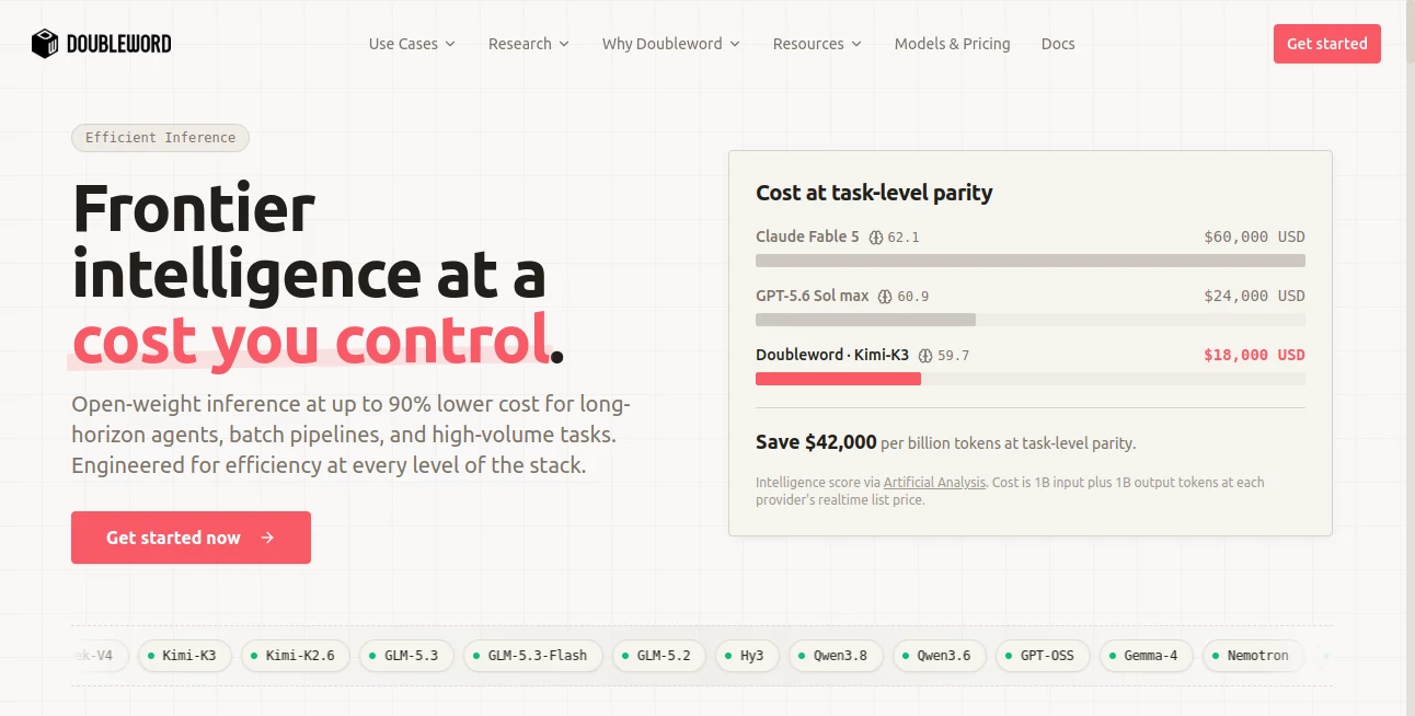 Screenshot of Doubleword – An AI tool in the ,Large Language Models (LLMs) ,AI Developer Tools  category, showcasing its interface and key features.