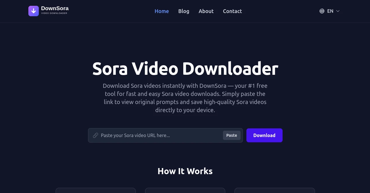 Screenshot of DownSora – An AI tool in the ,AI Video to Video ,AI Video Editor ,AI Video Enhancer ,AI Video Recording  category, showcasing its interface and key features.
