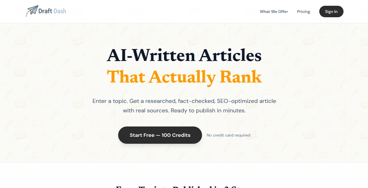 Screenshot of DraftDash – An AI tool in the ,AI Blog Writer ,AI Copywriting ,AI Writing Assistants ,AI Content Generator  category, showcasing its interface and key features.
