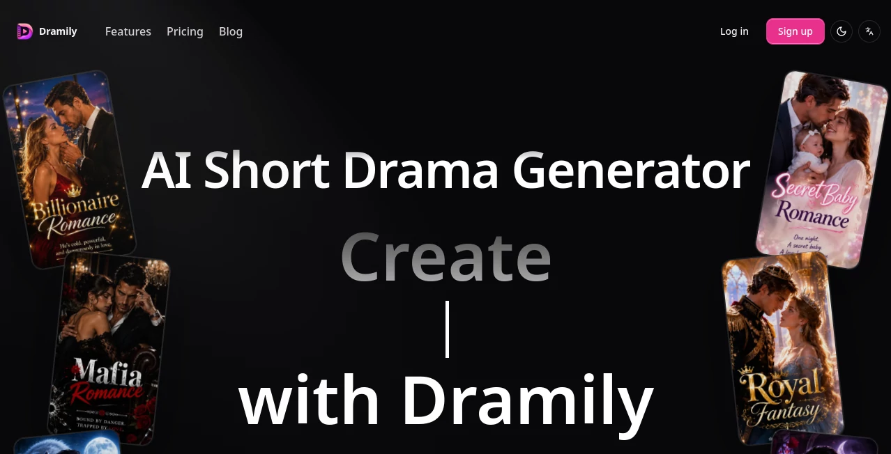 Screenshot of Dramily – An AI tool in the ,AI Animated Video ,AI Video Generator ,AI Script Writing ,AI Story Writing  category, showcasing its interface and key features.