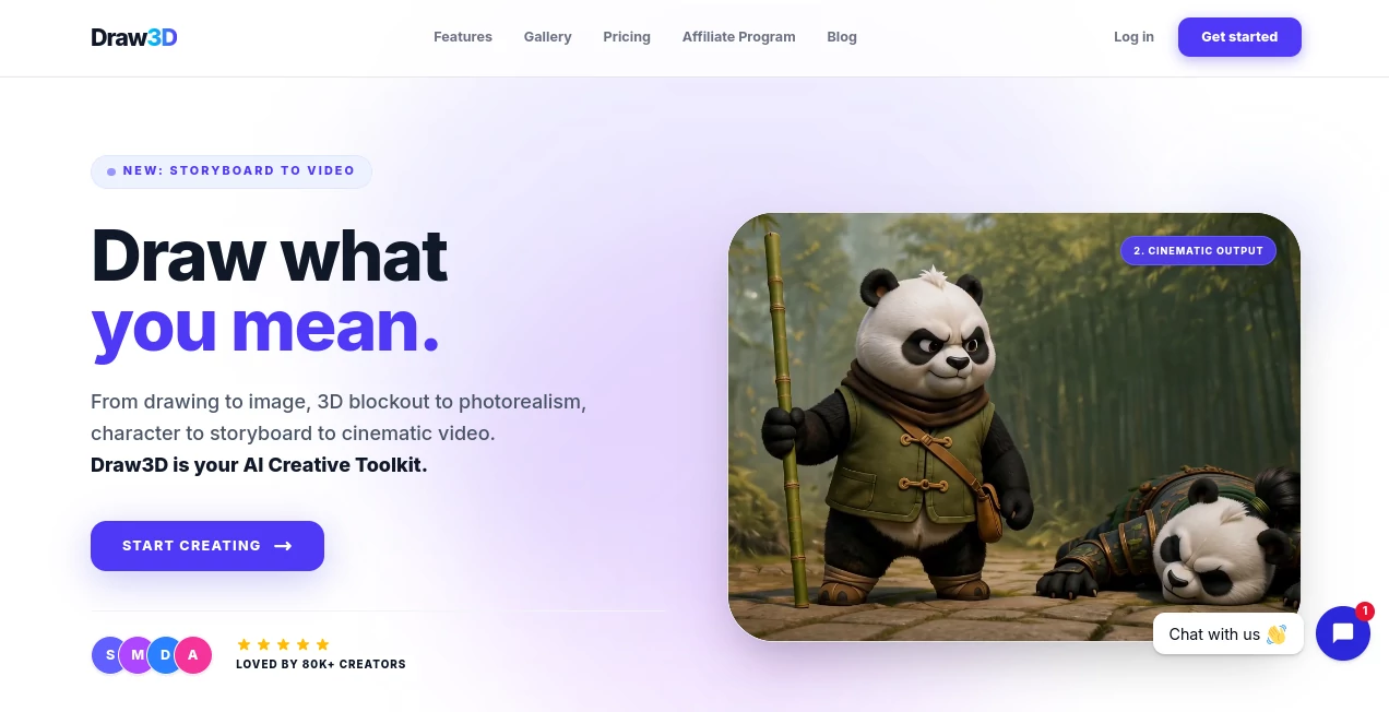 Screenshot of Draw 3D – An AI tool in the ,AI Image to Image ,AI Video Generator ,AI Design Generator ,AI Image to 3D Model  category, showcasing its interface and key features.
