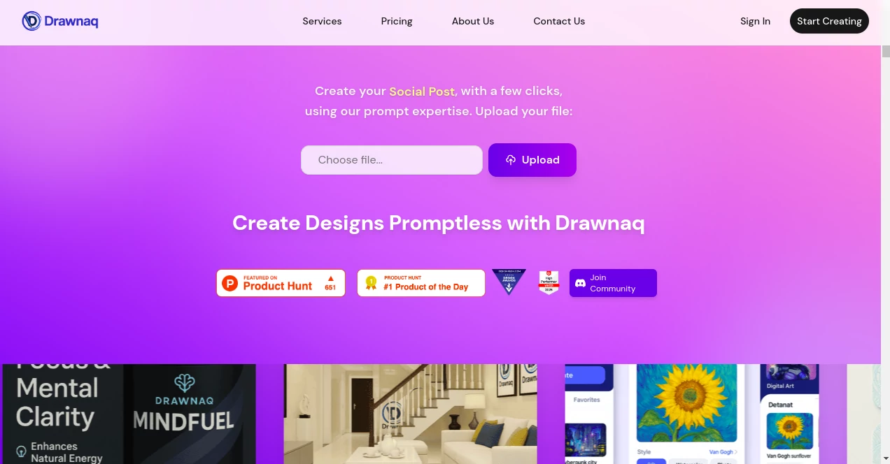 Screenshot of Drawnaq – An AI tool in the ,AI Art Generator ,AI Design Generator ,AI Graphic Design ,AI Interior & Room Design  category, showcasing its interface and key features.
