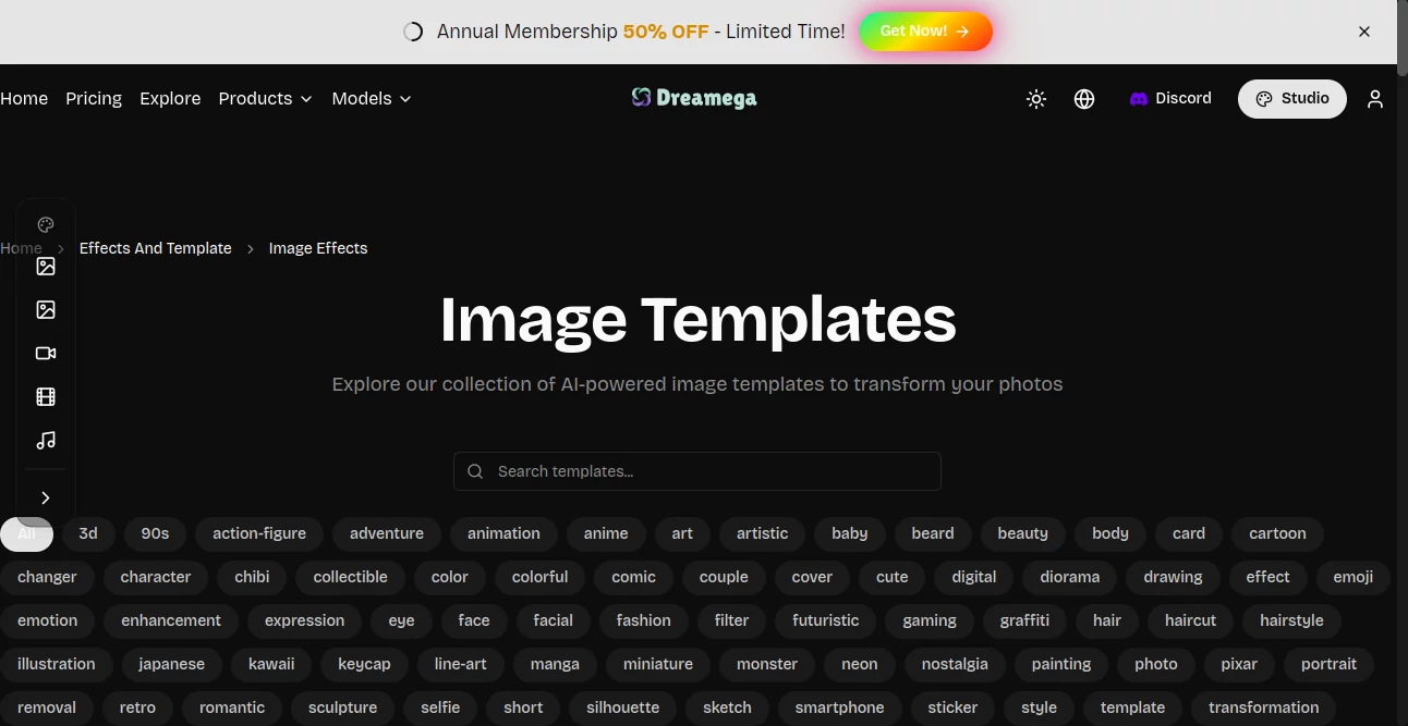 Screenshot of Image Templates – An AI tool in the ,Photo & Image Editor ,AI Photo Enhancer ,AI Design Generator ,AI Image to Image  category, showcasing its interface and key features.