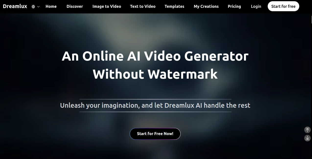 Screenshot of Dreamlux – An AI tool in the ,AI Animated Video ,AI Image to Video ,AI Text to Video ,AI Video Generator  category, showcasing its interface and key features.