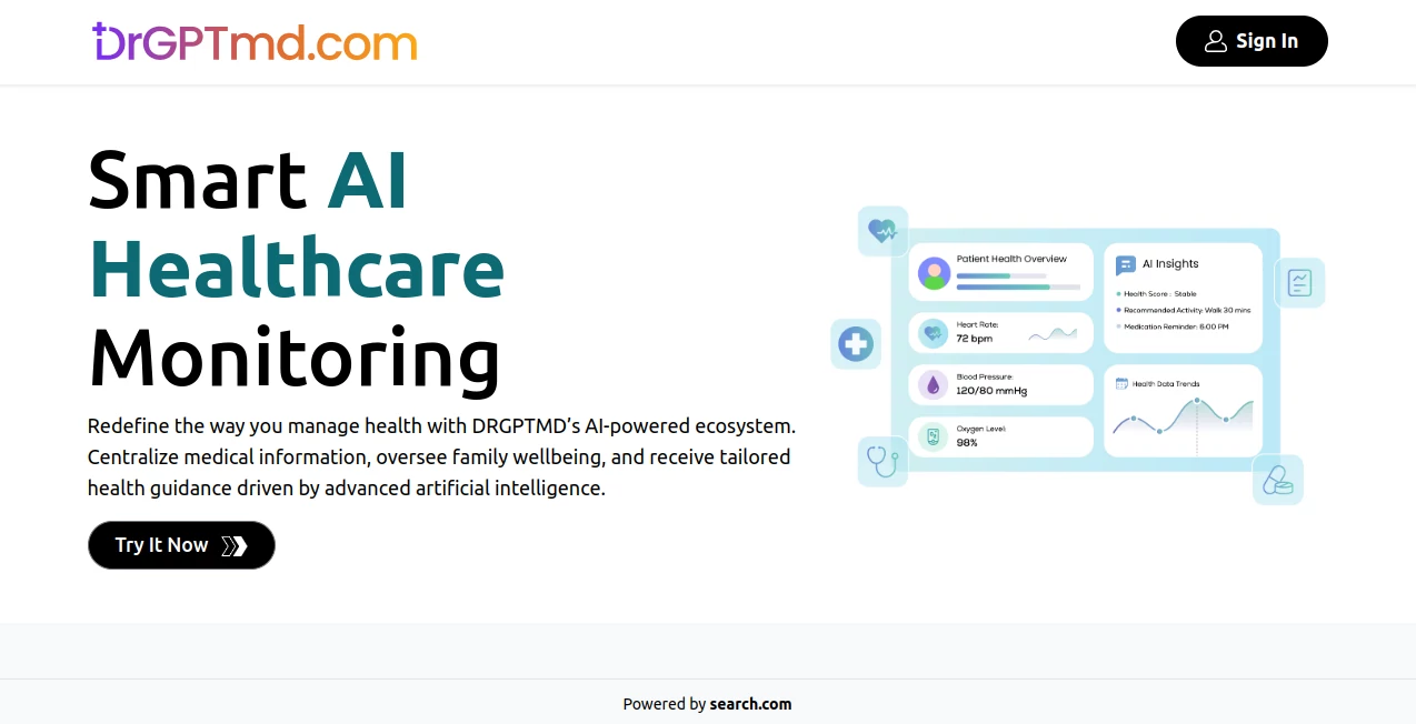 Screenshot of DrGPTMD – An AI tool in the ,AI Documents Assistant ,AI Research Tool ,AI Healthcare  category, showcasing its interface and key features.