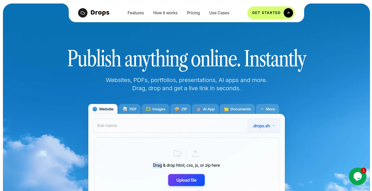Screenshot of Instant Website – An AI tool in the ,AI Developer Tools ,Other  category, showcasing its interface and key features.