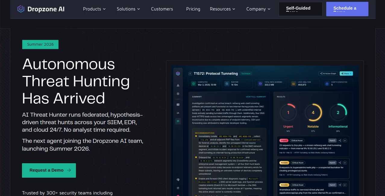 Screenshot of AI Threat Hunting Agent – An AI tool in the ,AI Log Management ,AI Monitor & Report Builder ,AI DevOps Assistant  category, showcasing its interface and key features.