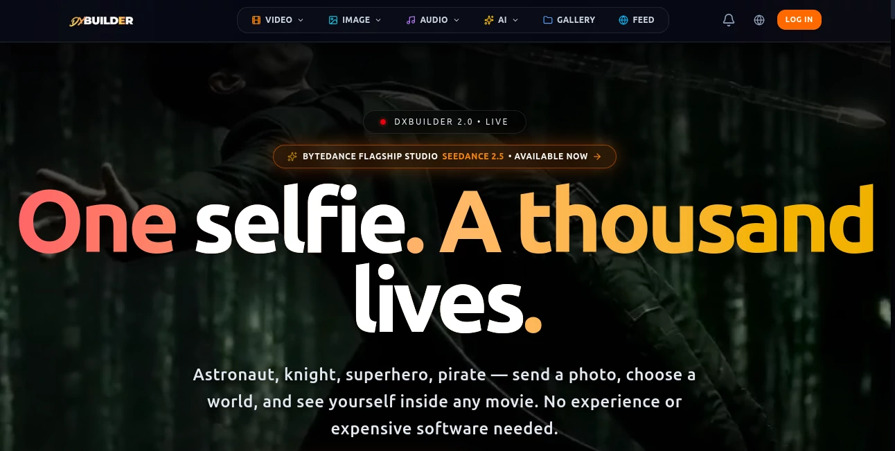Screenshot of DX Builder – An AI tool in the ,AI Image to Video ,AI Video Generator ,AI Music Generator ,AI Text to Video  category, showcasing its interface and key features.