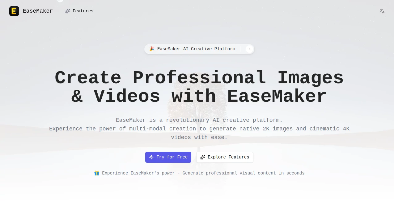 Screenshot of EaseMaker – An AI tool in the ,AI Image to Image ,AI Design Generator ,AI Graphic Design ,AI Design Assistant  category, showcasing its interface and key features.