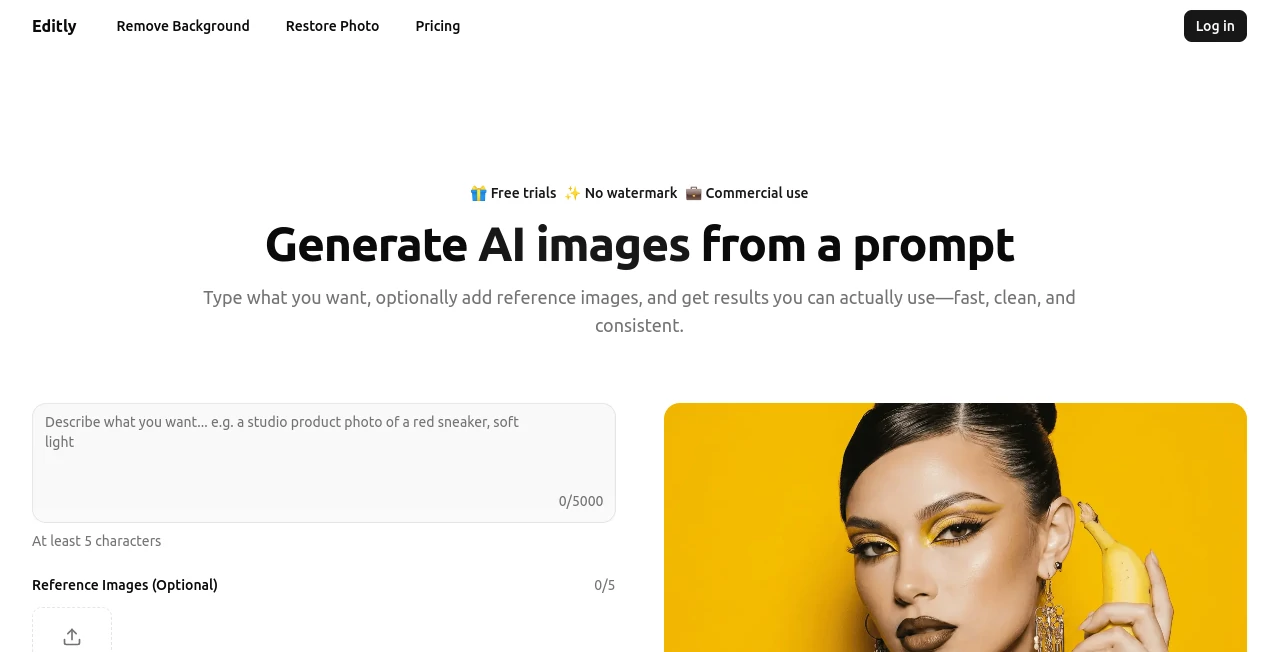 Screenshot of Editly – An AI tool in the ,Photo & Image Editor ,AI Photo Enhancer ,AI Background Remover ,AI Art Generator  category, showcasing its interface and key features.
