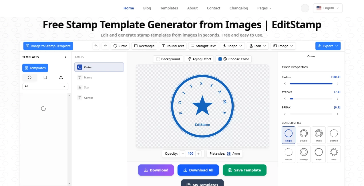 Screenshot of Edit Stamp – An AI tool in the ,Photo & Image Editor ,AI Design Generator ,AI Image to Image  category, showcasing its interface and key features.