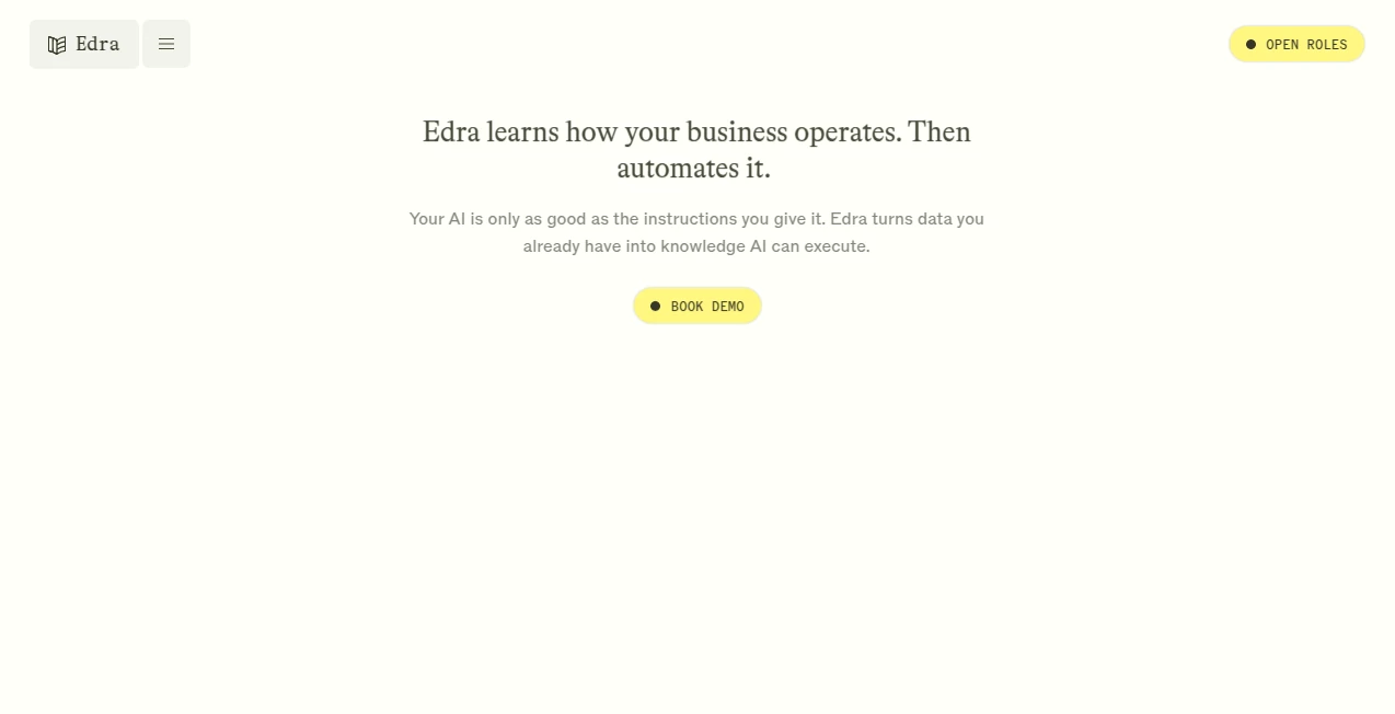 Screenshot of Edra – An AI tool in the ,AI Workflow Management ,AI SOP ,AI Knowledge Management ,AI Knowledge Base  category, showcasing its interface and key features.