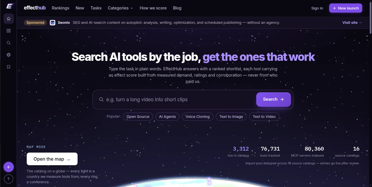 Screenshot of EffectHub – An AI tool in the ,Other ,AI Tools Directory ,AI Productivity Tools ,AI Search Engine  category, showcasing its interface and key features.