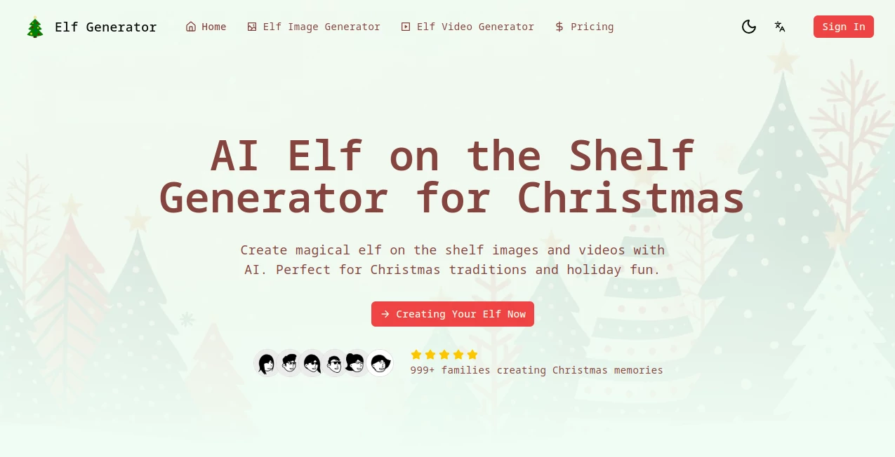 Screenshot of Elf Generator – An AI tool in the ,AI Photo & Image Generator ,AI Video Generator ,AI Art Generator ,AI Fun Tools  category, showcasing its interface and key features.