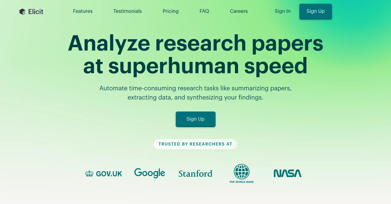 Screenshot of Elicit – An AI tool in the ,AI Research Tool  category, showcasing its interface and key features.