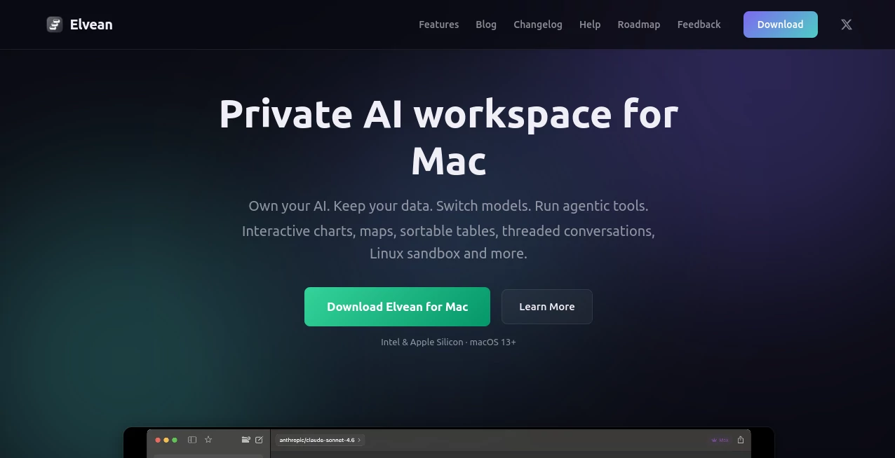 Screenshot of Elvean – An AI tool in the ,AI Developer Tools ,AI Productivity Tools ,AI Notes Assistant ,AI Workflow Management  category, showcasing its interface and key features.