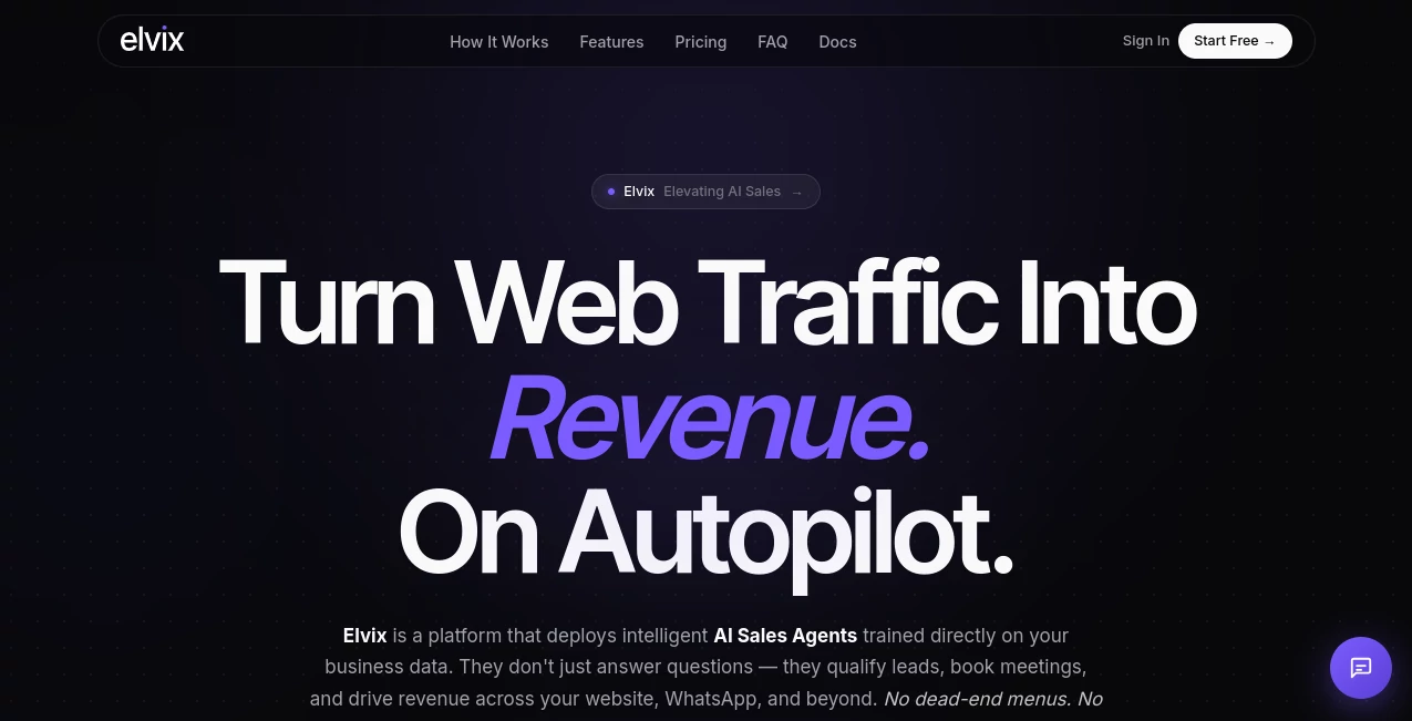 Screenshot of Elvix – An AI tool in the ,AI Lead Generation ,AI Sales Assistant ,AI CRM Assistant ,AI Customer Service Assistant  category, showcasing its interface and key features.