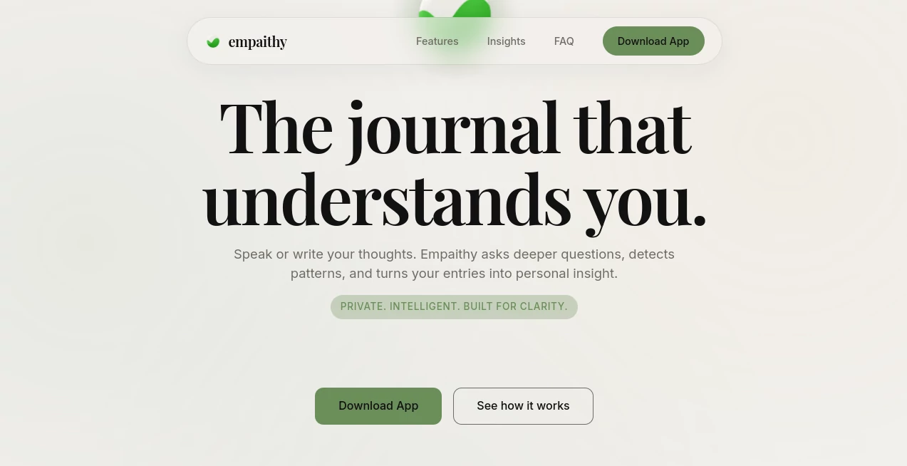 Screenshot of Empaithy – An AI tool in the ,AI Voice Assistants ,AI Life Assistant ,AI Mental Health ,AI Notes Assistant  category, showcasing its interface and key features.