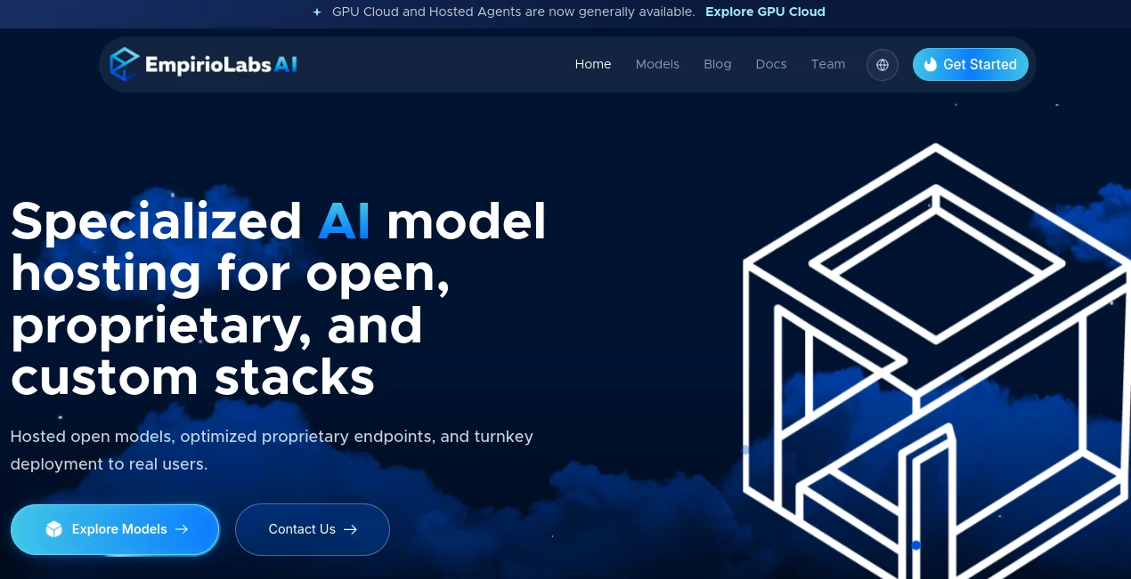 Screenshot of Empiriolabs AI – An AI tool in the ,AI API Design ,AI Developer Tools ,AI Research Tool ,Large Language Models (LLMs)  category, showcasing its interface and key features.