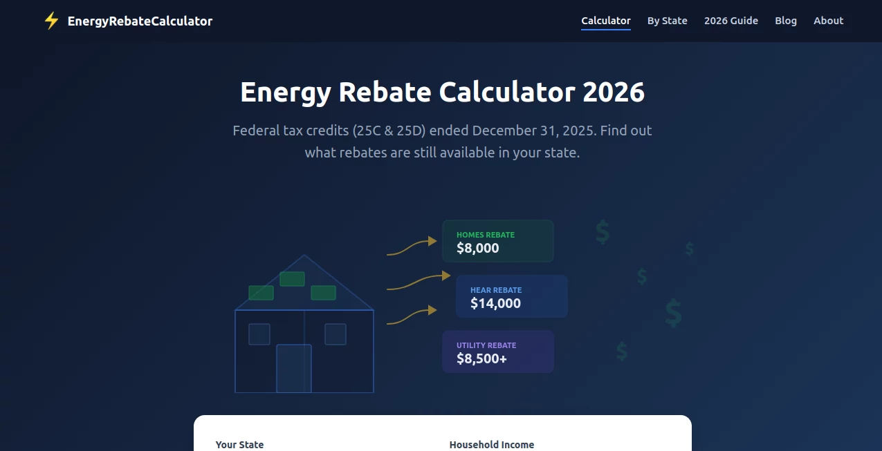 Screenshot of Energy Rebate Calculator – An AI tool in the ,AI Business Ideas Generator  category, showcasing its interface and key features.