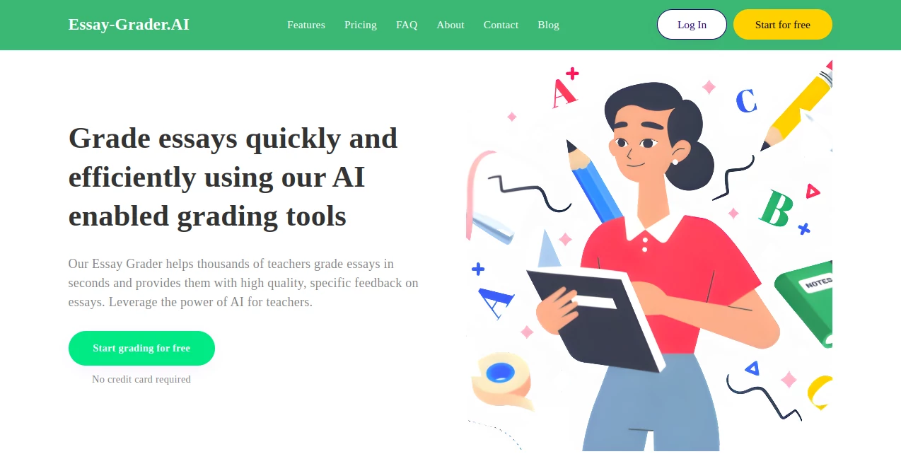 Screenshot of Essay Grader AI – An AI tool in the ,AI Summarizer ,AI Productivity Tools ,AI Education Assistant  category, showcasing its interface and key features.