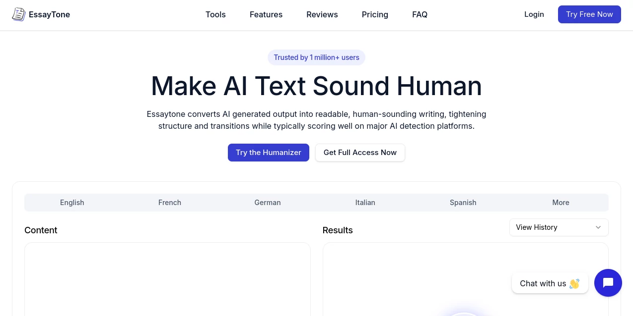 Screenshot of Essaytone – An AI tool in the ,AI Paraphraser ,AI Content Generator ,AI Rewriter ,AI Writing Assistants  category, showcasing its interface and key features.