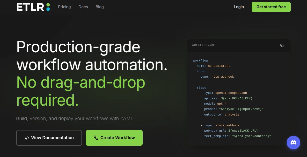 Screenshot of Etlr – An AI tool in the ,AI No-Code & Low-Code ,AI Data Mining ,AI API Design ,AI Developer Tools  category, showcasing its interface and key features.