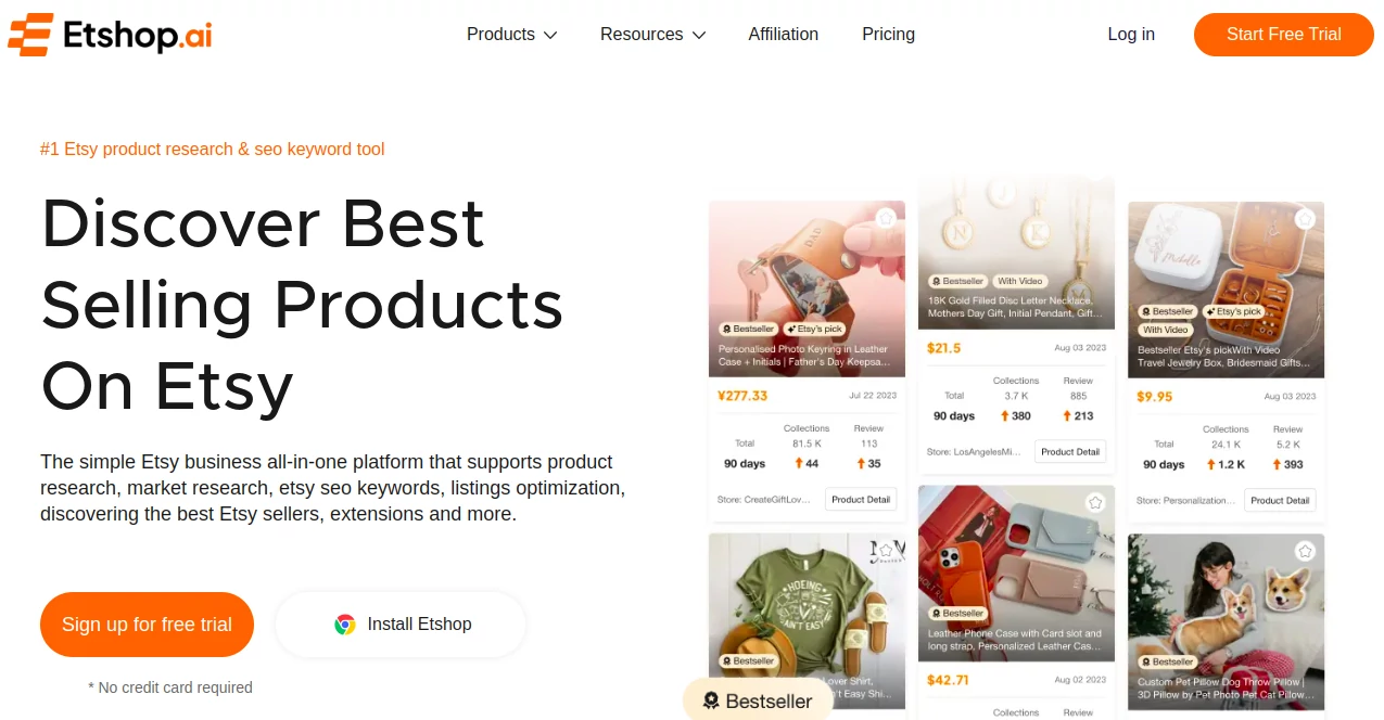 Screenshot of Etshop AI – An AI tool in the ,AI SEO Assistant ,AI Research Tool ,AI E-commerce Assistant ,AI Product Description Generator  category, showcasing its interface and key features.