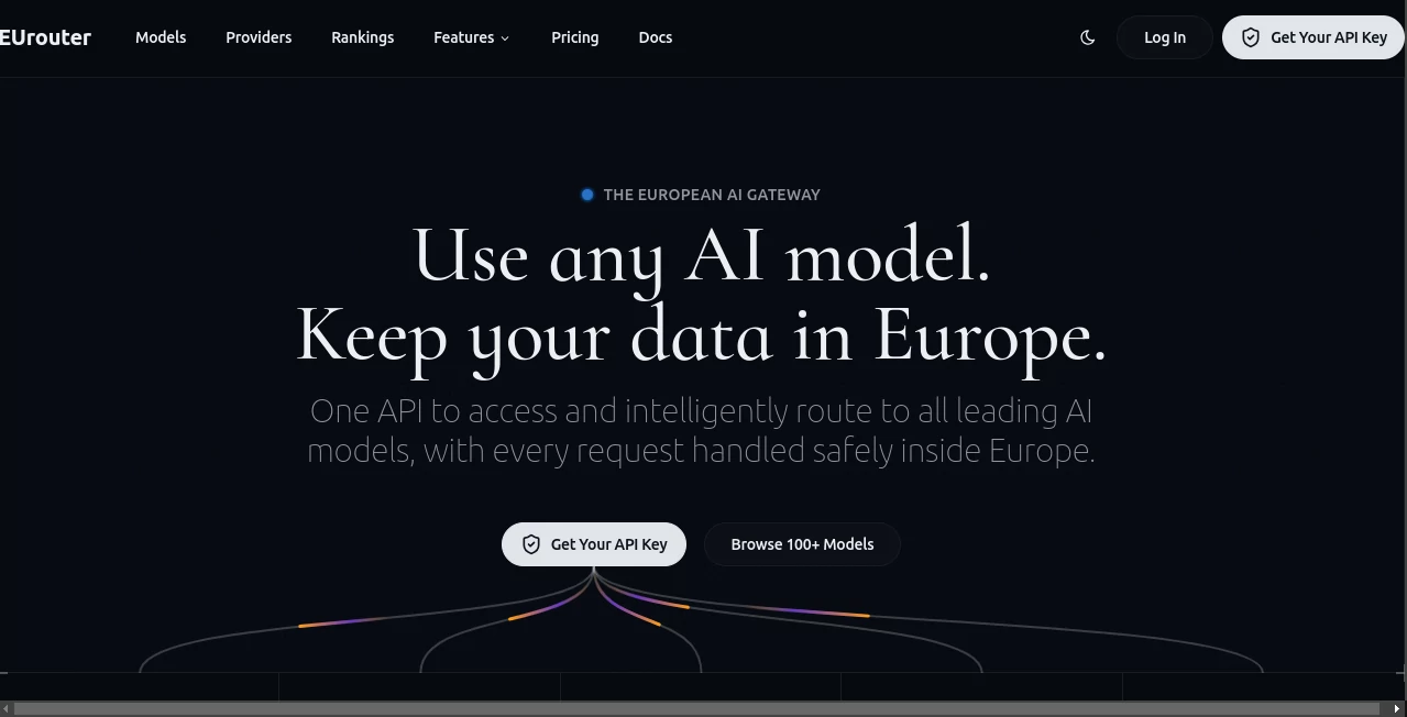 Screenshot of EUrouter – An AI tool in the ,AI API Design ,AI Developer Tools ,Large Language Models (LLMs) ,Code & IT  category, showcasing its interface and key features.