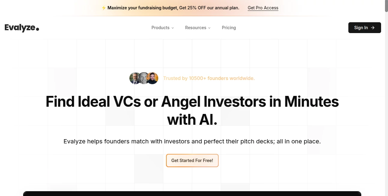 Screenshot of Evalyze – An AI tool in the ,AI Research Tool ,AI Business Ideas Generator ,AI Consulting Assistant ,AI Productivity Tools  category, showcasing its interface and key features.