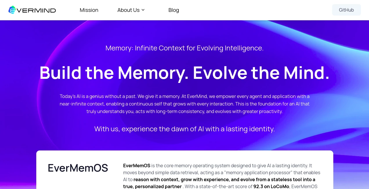 Screenshot of EverMind – An AI tool in the ,AI Knowledge Base ,AI Knowledge Graph ,AI Knowledge Management ,AI Workflow Management  category, showcasing its interface and key features.