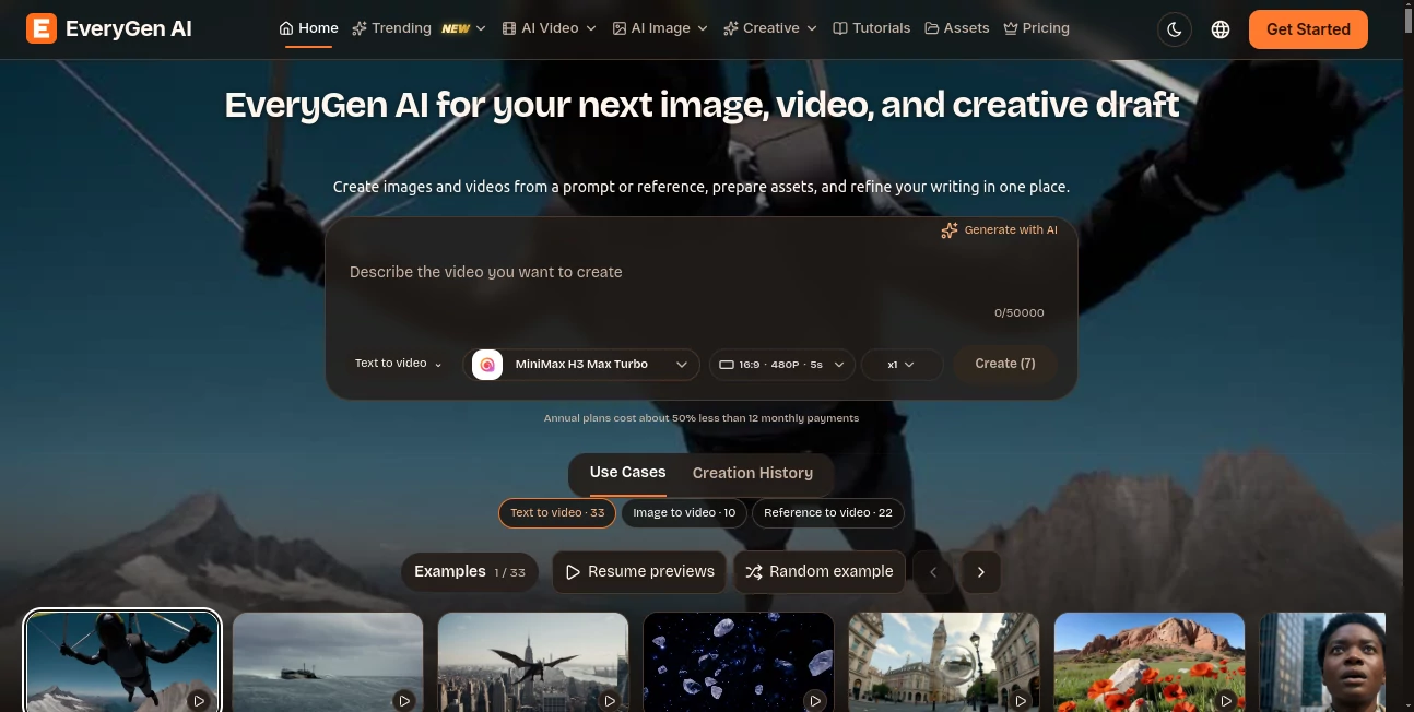 Screenshot of EveryGen AI – An AI tool in the ,AI Photo & Image Generator ,Image ,AI Text to Image  category, showcasing its interface and key features.