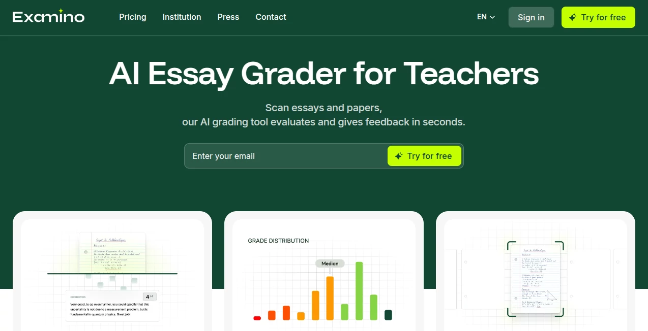 Screenshot of Examino – An AI tool in the ,AI Homework Helper ,AI Education Assistant ,AI Productivity Tools ,AI Documents Assistant  category, showcasing its interface and key features.