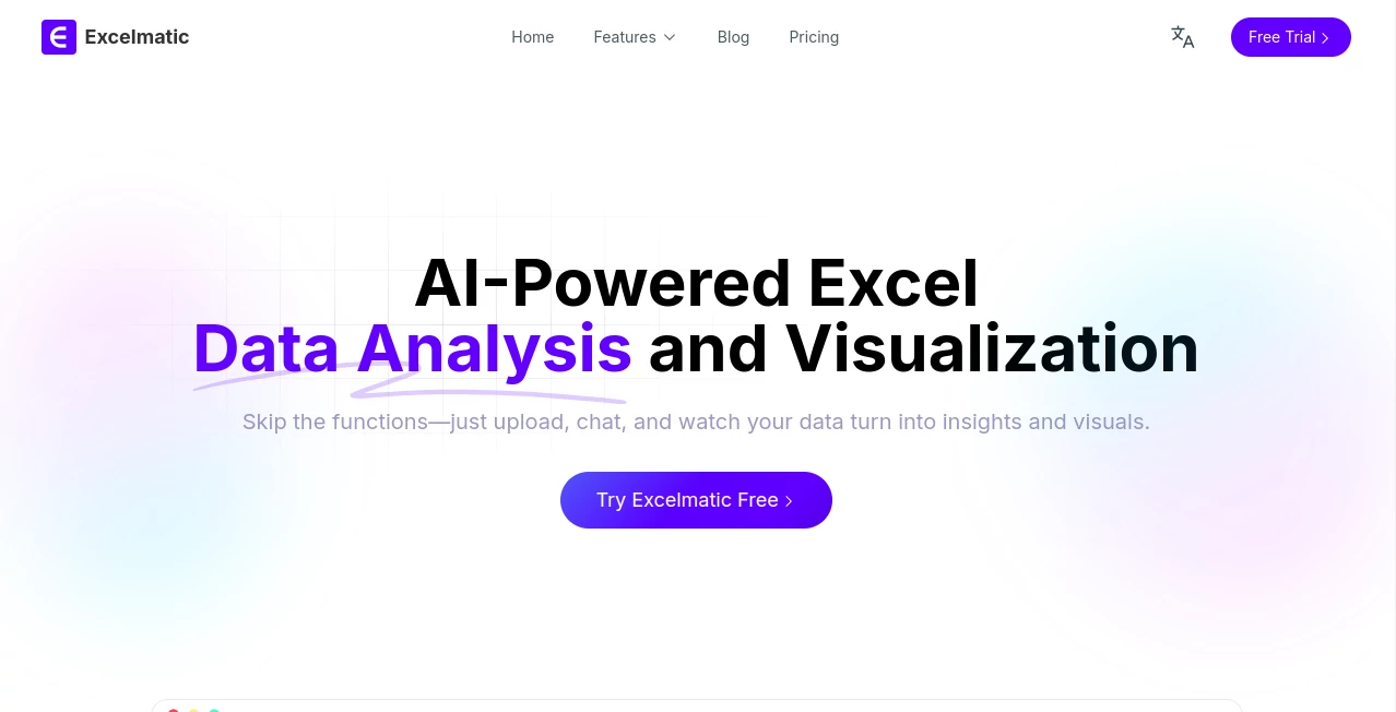 Screenshot of Excelmatic – An AI tool in the ,AI Data Mining ,AI Productivity Tools ,AI Research Tool ,AI Spreadsheet  category, showcasing its interface and key features.