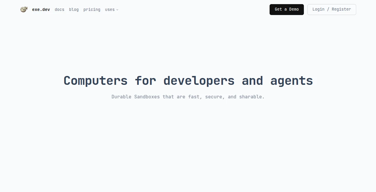 Screenshot of exe.dev – An AI tool in the ,AI Code Assistant ,Code & IT ,AI Developer Tools ,AI DevOps Assistant  category, showcasing its interface and key features.