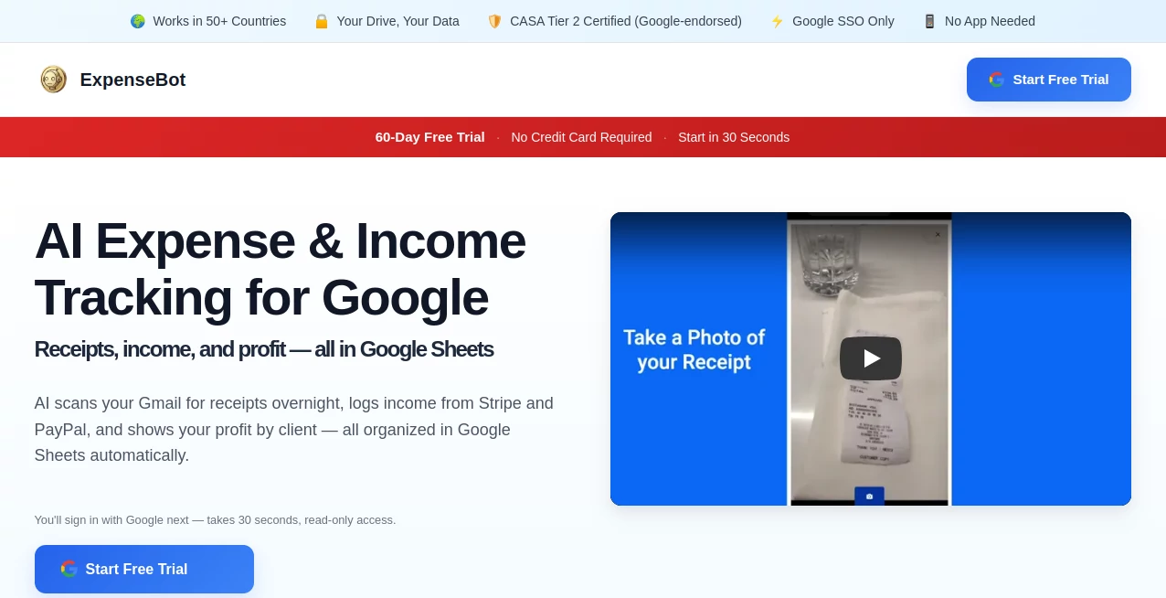 Screenshot of ExpenseBot – An AI tool in the ,AI Accounting Assistant ,AI Productivity Tools ,AI Documents Assistant ,Business  category, showcasing its interface and key features.
