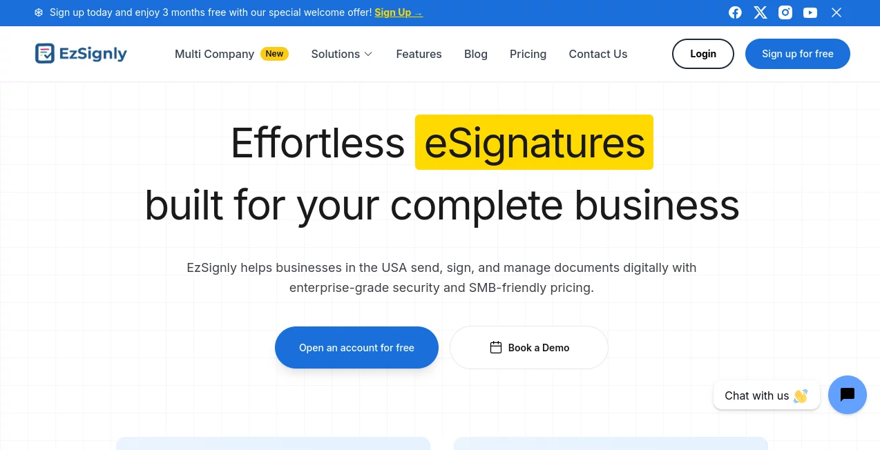 Screenshot of EzSignly – An AI tool in the ,AI Productivity Tools ,AI Team Collaboration ,AI Workflow Management ,AI Contract Management  category, showcasing its interface and key features.