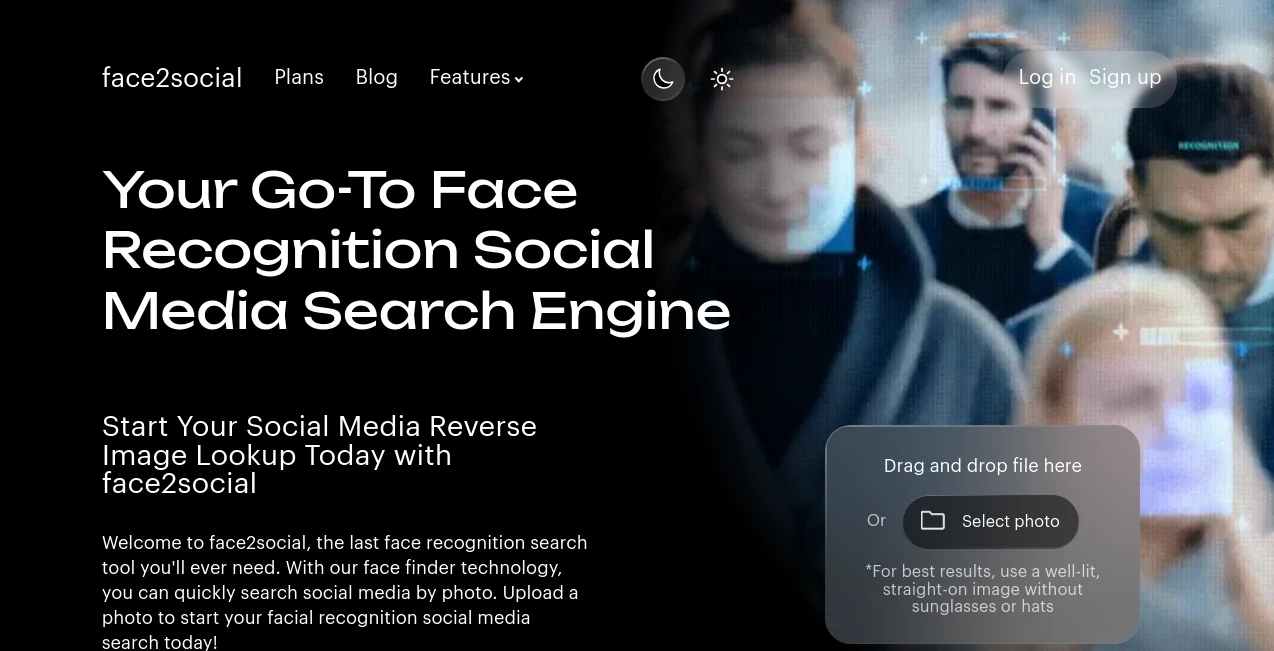 Screenshot of face2social – An AI tool in the ,AI Image Recognition ,AI Social Media Assistant ,AI Image Scanning  category, showcasing its interface and key features.