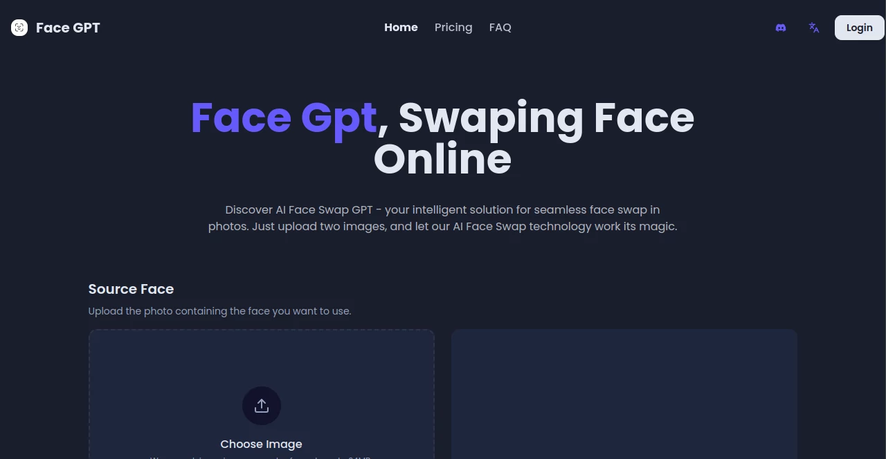 Screenshot of Face GPT – An AI tool in the ,Photo & Image Editor ,AI Photo Enhancer ,AI Image to Image ,AI Face Swap Generator  category, showcasing its interface and key features.