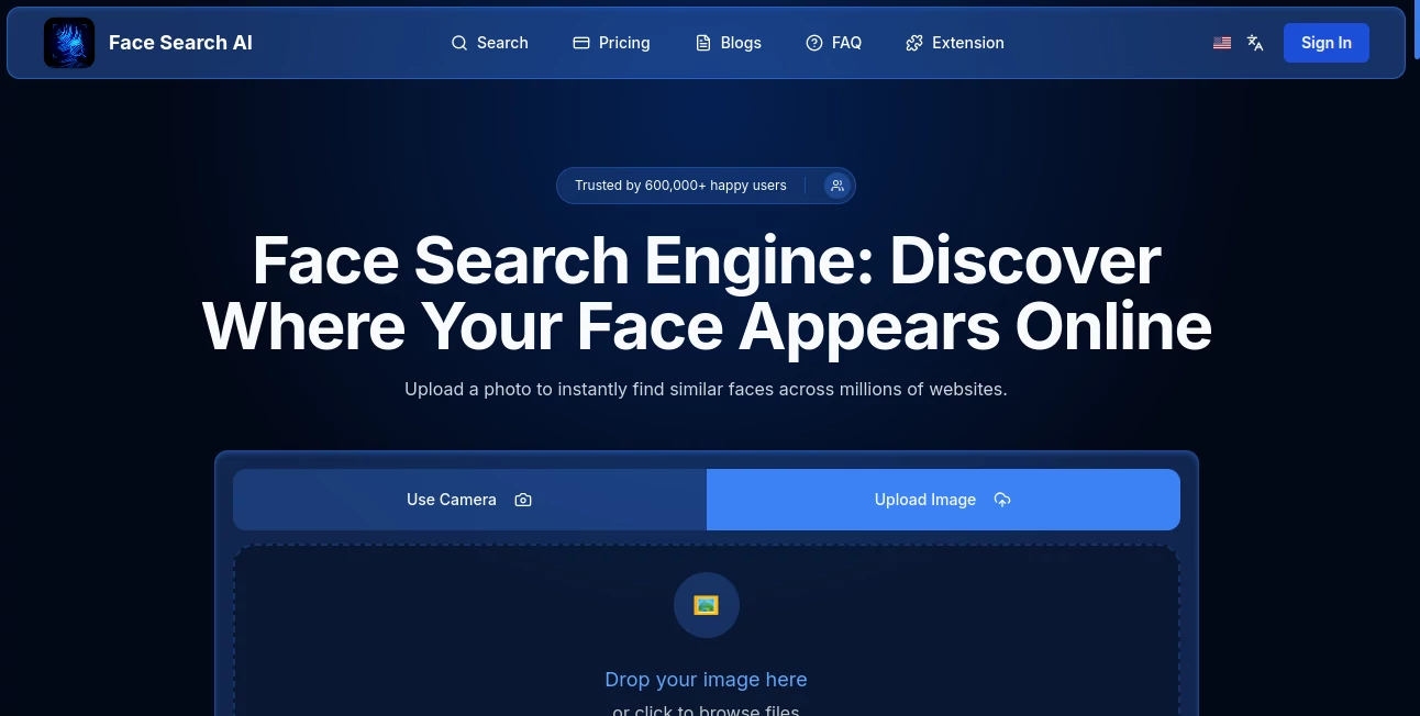 Screenshot of Facesearch AI – An AI tool in the ,AI Image Recognition ,AI Search Engine  category, showcasing its interface and key features.