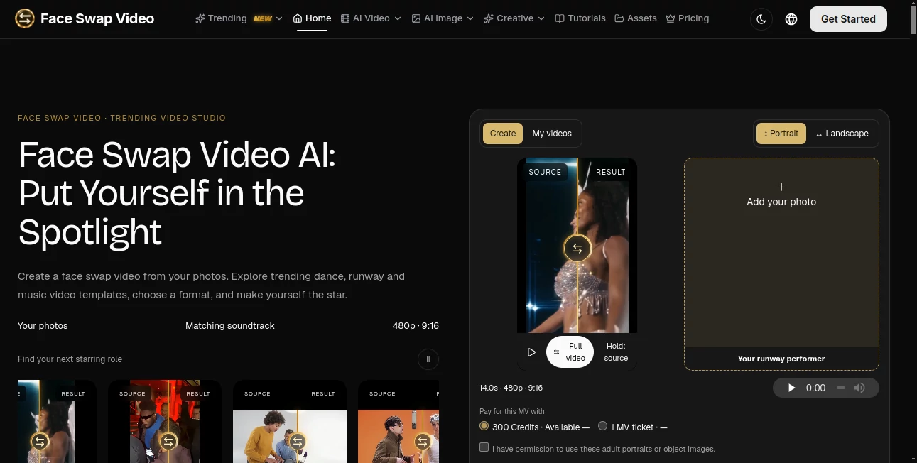 Screenshot of Face Swap Video – An AI tool in the ,AI Personalized Video Generator ,AI Video Generator ,Video  category, showcasing its interface and key features.