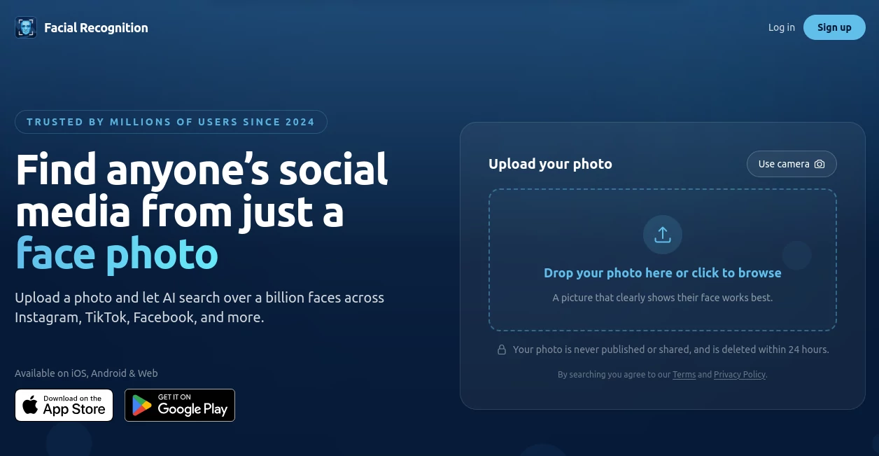 Screenshot of Facial Recognition – An AI tool in the ,AI Image Recognition ,AI Search Engine  category, showcasing its interface and key features.