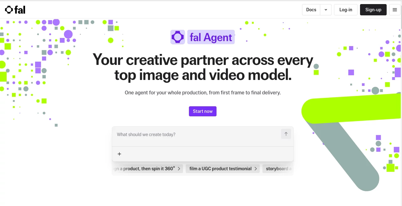 Screenshot of fal Agent – An AI tool in the ,AI Photo & Image Generator ,AI Image to Video ,AI Video Generator ,AI Text to Image  category, showcasing its interface and key features.