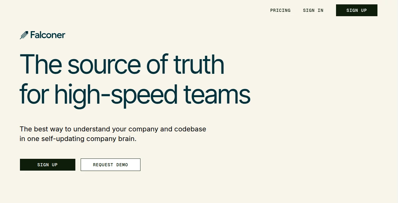 Screenshot of Falconer – An AI tool in the ,AI Knowledge Management ,AI Productivity Tools ,AI Team Collaboration ,AI Knowledge Base  category, showcasing its interface and key features.