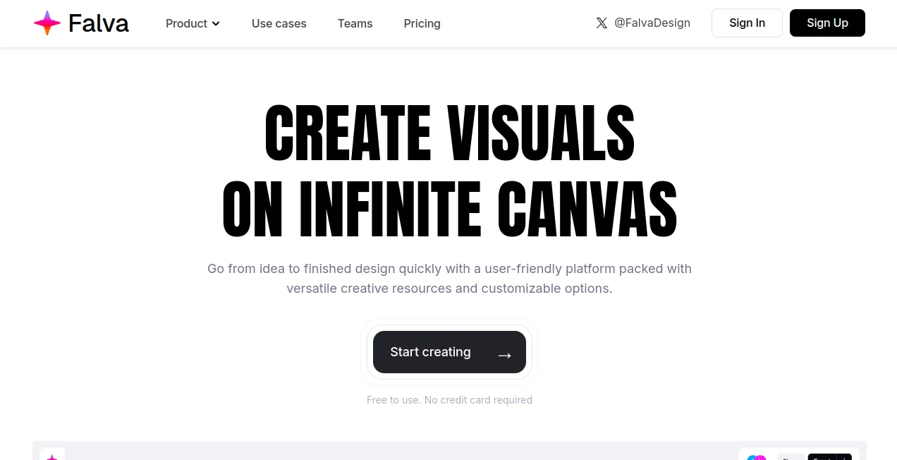 Screenshot of Falva AI – An AI tool in the ,AI Illustration Generator ,AI Design Generator ,AI Graphic Design ,AI Website Designer  category, showcasing its interface and key features.