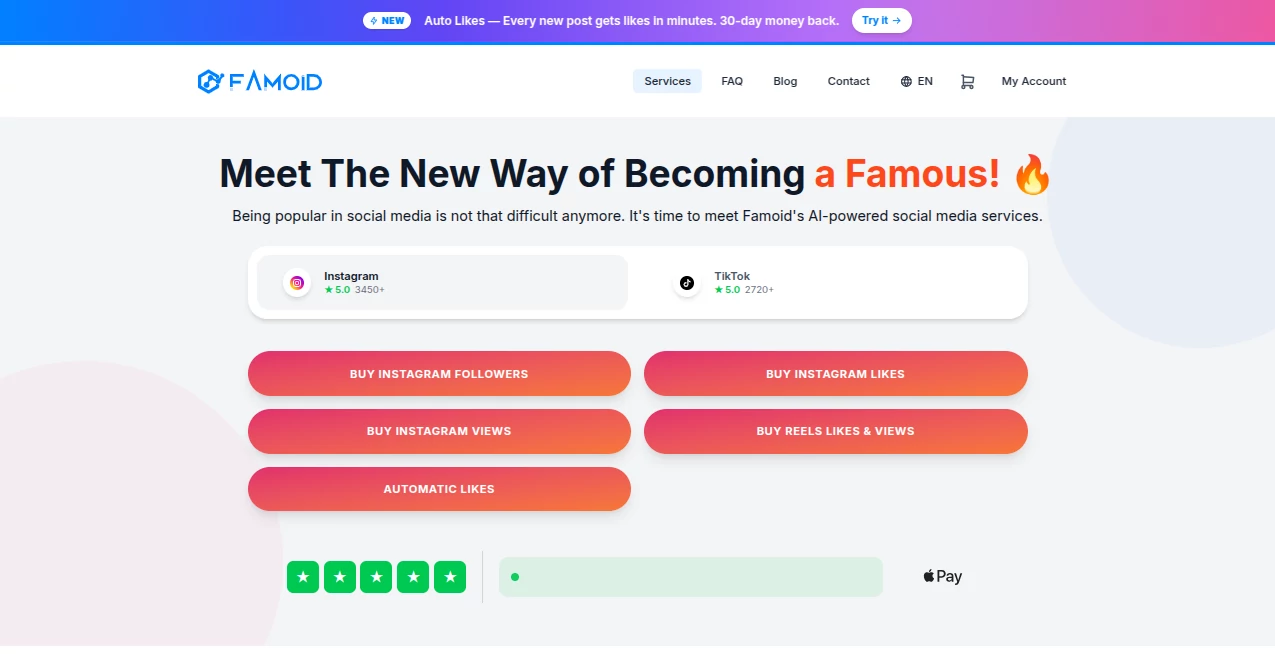 Screenshot of Famoid – An AI tool in the ,AI Marketing Plan Generator ,AI Social Media Assistant ,AI Digital Marketing Generator ,AI Advertising Assistant  category, showcasing its interface and key features.