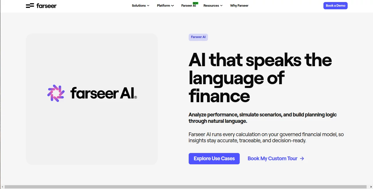 Screenshot of FARSEER AI – An AI tool in the ,AI Accounting Assistant ,AI Research Tool ,AI Analytics Assistant ,AI Spreadsheet  category, showcasing its interface and key features.