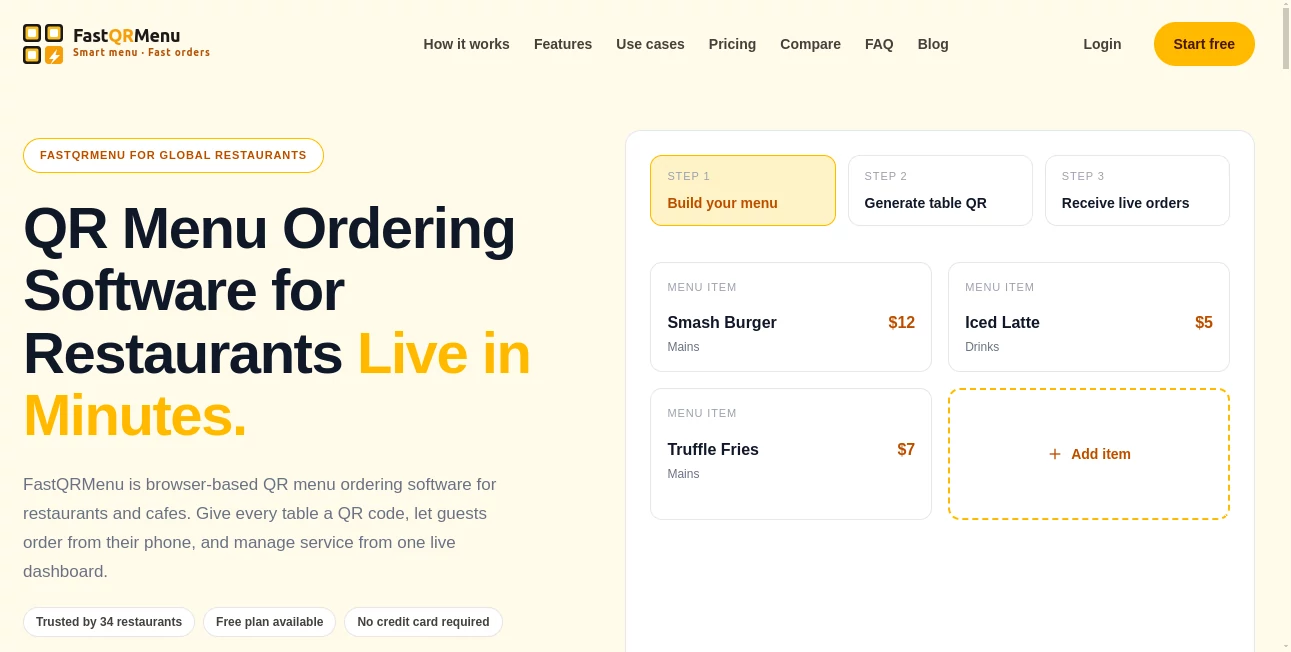 Screenshot of FastQRMenu – An AI tool in the ,AI E-commerce Assistant ,AI Customer Service Assistant ,AI Productivity Tools ,AI Workflow Management  category, showcasing its interface and key features.