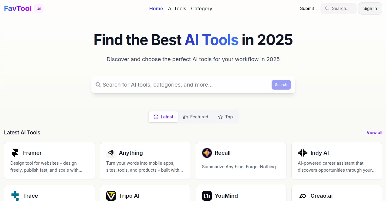 Screenshot of FavTool – An AI tool in the ,AI Tools Directory  category, showcasing its interface and key features.